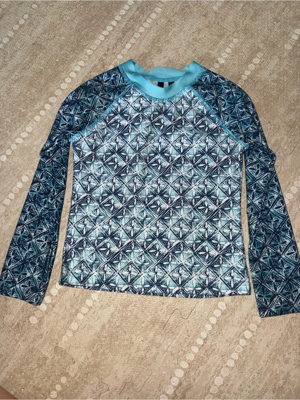 Toddler/Child Long-Sleeve Blue Geo Print Rashguard Swim Shirt